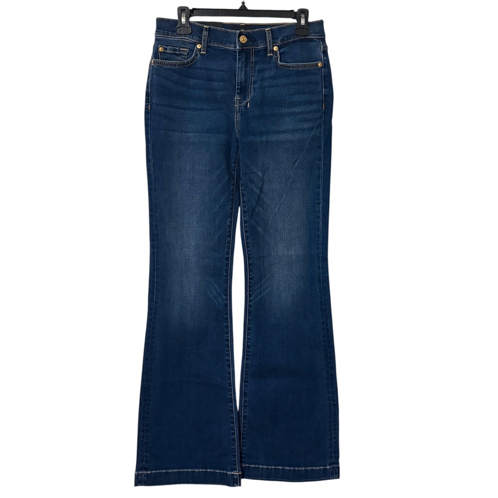 7 For All Mankind Womens NEW 29 Dojo Flare Jeans Dark Wash Slim Illusion